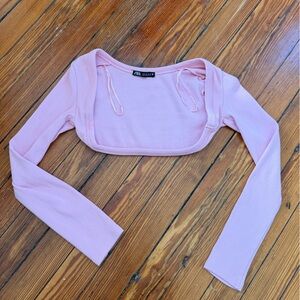 Zara Pink Long Sleeve Crop Top